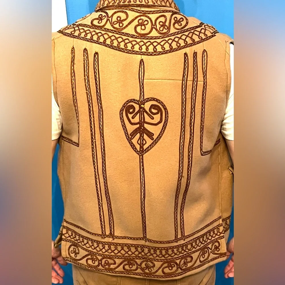 Romanian Waistcoat, men’s medium, felted wool, brown and tan